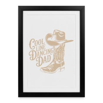 Line dancing dad cowboy hat style decoration - Framed poster (27 × 37 cm) - black - Front