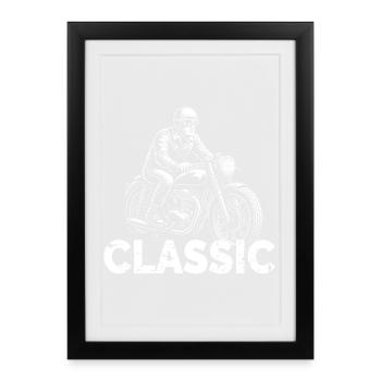 Graphique vintage de motard à l'ancienne - Affiche encadrée (27 × 37 cm) - noir - Devant