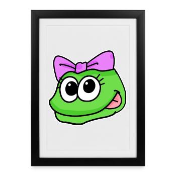 frog girl head animal head - Framed poster (27 × 37 cm) - black - Front