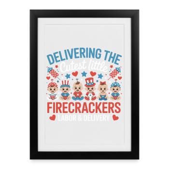 Labor &amp; Delivery Firecrackers Independence Day - Framed poster (27 × 37 cm) - black - Front