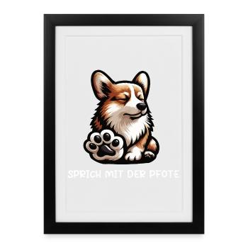 Parlez à la patte Corgi Corgi Welsh Corgi - Affiche encadrée (27 × 37 cm) - noir - Devant