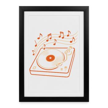 Tourne-disque vinyle pour les mélomanes - Affiche encadrée (27 × 37 cm) - noir - Devant