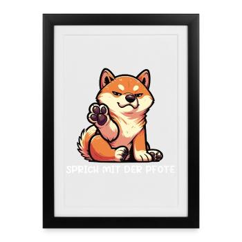 Parlez au propriétaire de Paw Shiba Inu Shiba - Affiche encadrée (27 × 37 cm) - noir - Devant