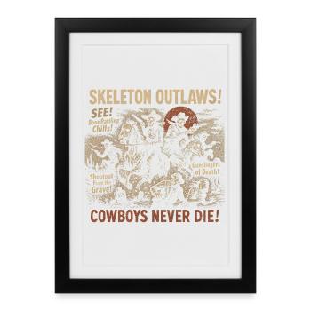 squelette hors-la-loi cow-boy film affiche Halloween - Affiche encadrée (27 × 37 cm) - noir - Devant
