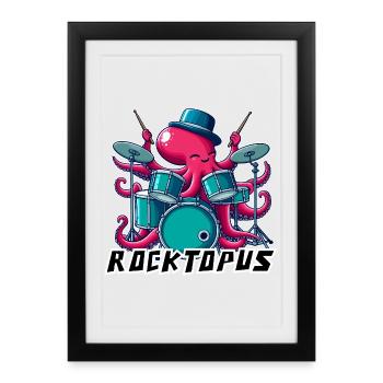 Rocktopus Drummer - Framed poster (27 × 37 cm) - black - Front