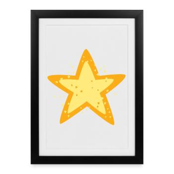 Shining Star Dessin animé Illustration - Affiche encadrée (27 × 37 cm) - noir - Devant