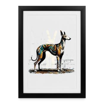 Galgo StreetArt n°04 - Affiche encadrée (27 × 37 cm) - noir - Devant