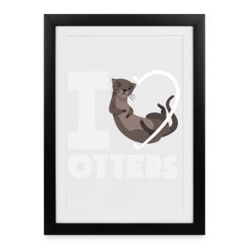 Sea Otter Cartoon Heart - Framed poster (27 × 37 cm) - black - Front