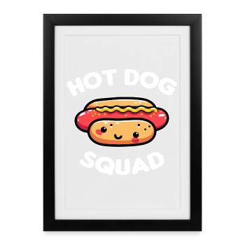 Hotdog Squad Kawaii Cartoon Tee - Framed poster (27 × 37 cm) - black - Front
