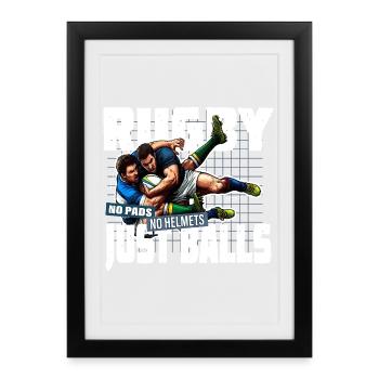 Rugby Tackle Without Helmets - Framed poster (27 × 37 cm) - black - Front