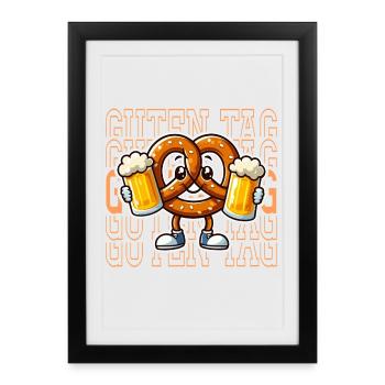 Bretzel Brasseur en Fête - Affiche encadrée (27 × 37 cm) - noir - Devant