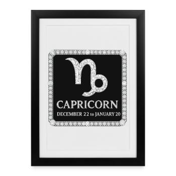 Signe du zodiaque Capricorne - Affiche encadrée (27 × 37 cm) - noir - Devant