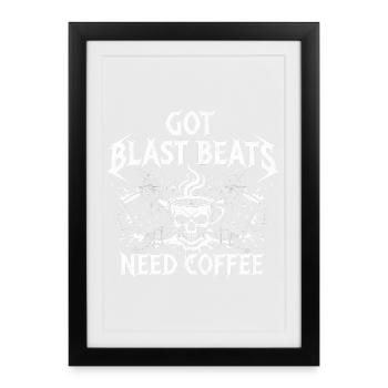 Le café rencontre les blast beats - Affiche encadrée (27 × 37 cm) - noir - Devant