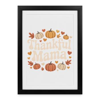 Maman reconnaissante Automne Citrouilles Coeurs Amour - Affiche encadrée (27 × 37 cm) - noir - Devant