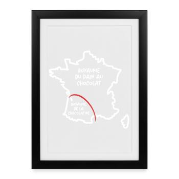 Pain au chocolat or chocolatine funny card France - Framed poster (27 × 37 cm) - black - Front