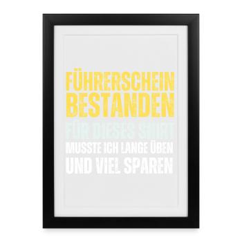 Driver's license passed - Framed poster (27 × 37 cm) - black - Front