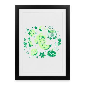 Ambiance verte d’Halloween - Affiche encadrée (27 × 37 cm) - noir - Devant