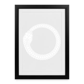 Anneau serpent Ouroboros Cercle - Affiche encadrée (27 × 37 cm) - noir - Devant