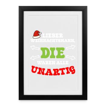 Cher Père Noël, ils étaient méchants - Affiche encadrée (27 × 37 cm) - noir - Devant