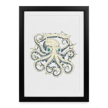 Pieuvre sortant de la fissure - tentacule de pieuvre - Affiche encadrée (27 × 37 cm) - noir - Devant