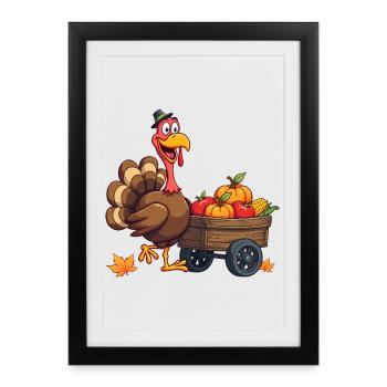 Thanksgiving Drôle Dinde de Thanksgiving - Affiche encadrée (27 × 37 cm) - noir - Devant
