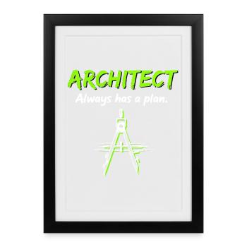 Architecture Compass Construction Plan Architect - Framed poster (27 × 37 cm) - black - Front