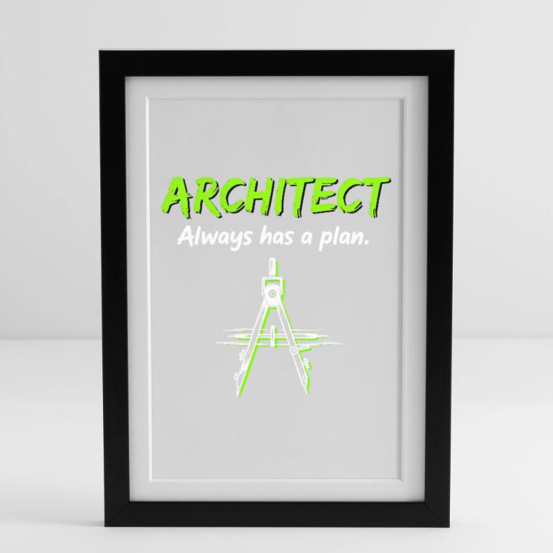 Architecture Compass Construction Plan Architect Framed poster (27 × 37 cm)