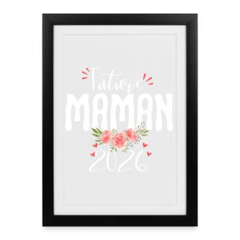 Future Mom 2026 Pregnant Woman Announcement - Affiche encadrée (27 × 37 cm) - noir - Devant