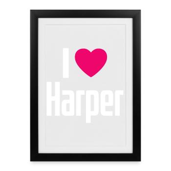 J’adore Harper Cœur Rose J’adore Harper - Affiche encadrée (27 × 37 cm) - noir - Devant