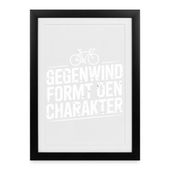 Le vent de face façonne le personnage Bicycle Passion - Affiche encadrée (27 × 37 cm) - noir - Devant