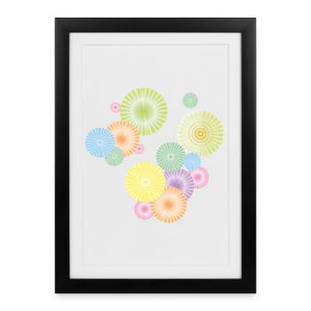 Pastel rosettes – decorative fan structure - Framed poster (27 × 37 cm) - black - Front