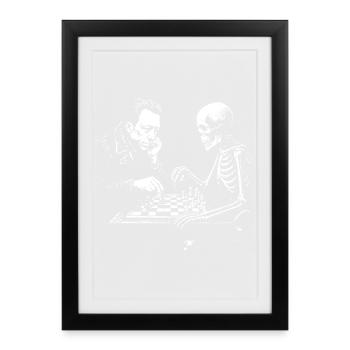 Duel d’échecs Camus et Skeleton - Affiche encadrée (27 × 37 cm) - noir - Devant