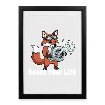 Fox with Jetbike Boost - Framed poster (27 × 37 cm) - black - Front