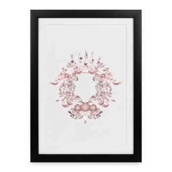 Cadre baroque rose avec couronne et ornements floraux - Affiche encadrée (27 × 37 cm) - noir - Devant