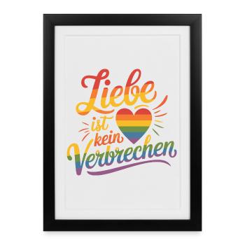 Love Is Not A Crime Rainbow Heart LGBTQ - Framed poster (27 × 37 cm) - black - Front