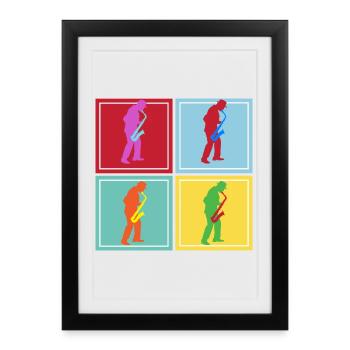 Retro saxophone vintage saxophonist - Framed poster (27 × 37 cm) - black - Front