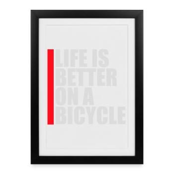 Life is better on a bicycle Cycling Saying Sport - Framed poster (27 × 37 cm) - black - Front