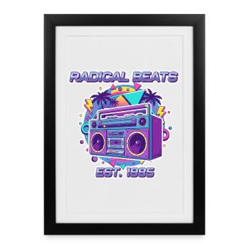 Radical Beats – 80s Retro Boombox Design - Framed poster (27 × 37 cm) - black - Front