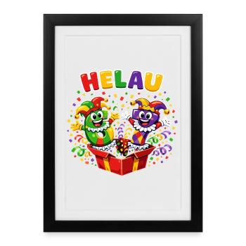 67 Six Seven meme Clown Helau Carnival - Framed poster (27 × 37 cm) - black - Front