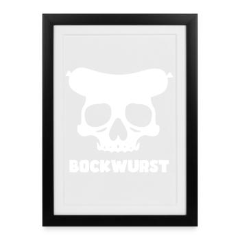Graphique de crâne de Bockwurst - Affiche encadrée (27 × 37 cm) - noir - Devant