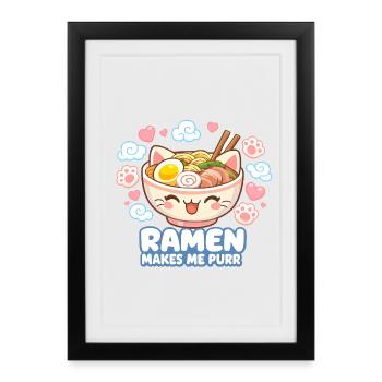 Kawaii Cat Ramen Noodles Anime Cat - Framed poster (27 × 37 cm) - black - Front