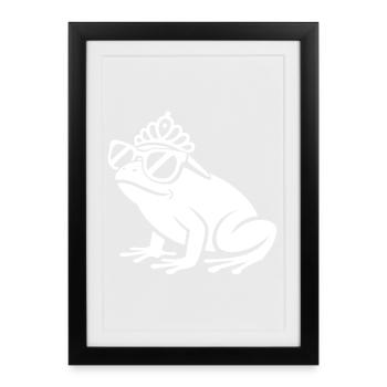 Frog with crown and sunglasses - Framed poster (27 × 37 cm) - black - Front