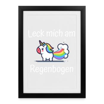 Lèche-moi à la phrase de licorne arc-en-ciel - Affiche encadrée (27 × 37 cm) - noir - Devant