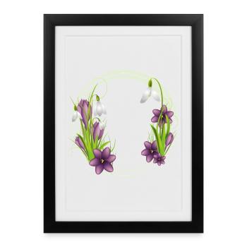Perce-neige et crocus – Couronne au printemps - Affiche encadrée (27 × 37 cm) - noir - Devant