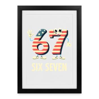 US Flag 67 Memes Six Seven - Affiche encadrée (27 × 37 cm) - noir - Devant