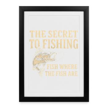 Le secret de la pêche : l’humour de la pêche à la pêche - Affiche encadrée (27 × 37 cm) - noir - Devant
