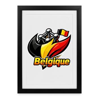 Belgium Flag and Electron - Framed poster (27 × 37 cm) - black - Front