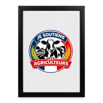 Soutien aux Agriculteurs Français - Affiche encadrée (27 × 37 cm) - noir - Devant
