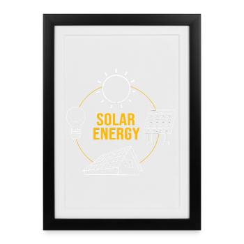 Solarzellen Sonnenenergie Erneuerbare Energien - Gerahmtes Poster (27 × 37 cm) - Schwarz - Vorne