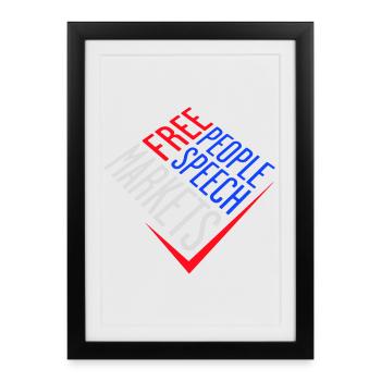 Marché de la liberté d’expression Peuple Libertarian Freedom Logo - Affiche encadrée (27 × 37 cm) - noir - Devant